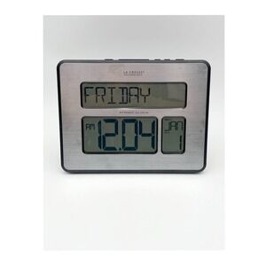 La Crosse Technology C86286 Atomic Full Calendar Digital Silver Wall Clock EUC